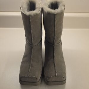 UGG Taupe Suede Boots with Shearling